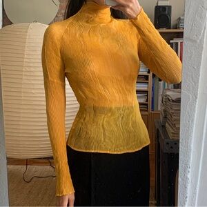 Issey Miyake Fete Chiffon Twist Top Yellow